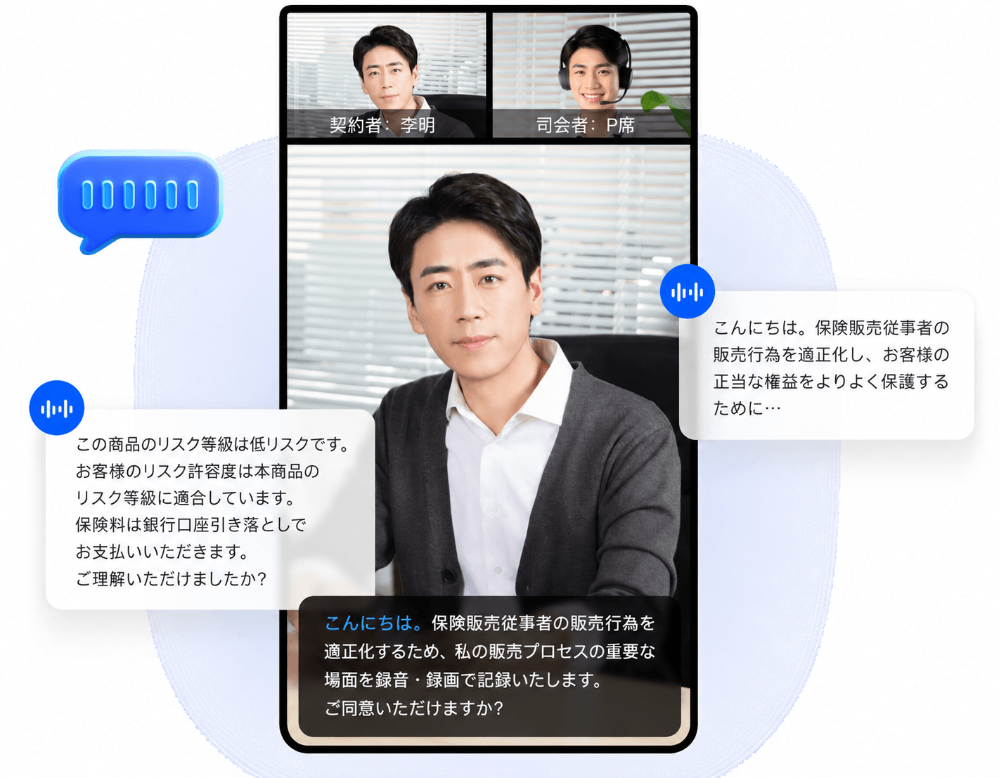 ビデオ二重録画-スマート音声アナウンス、顧客意図認識
