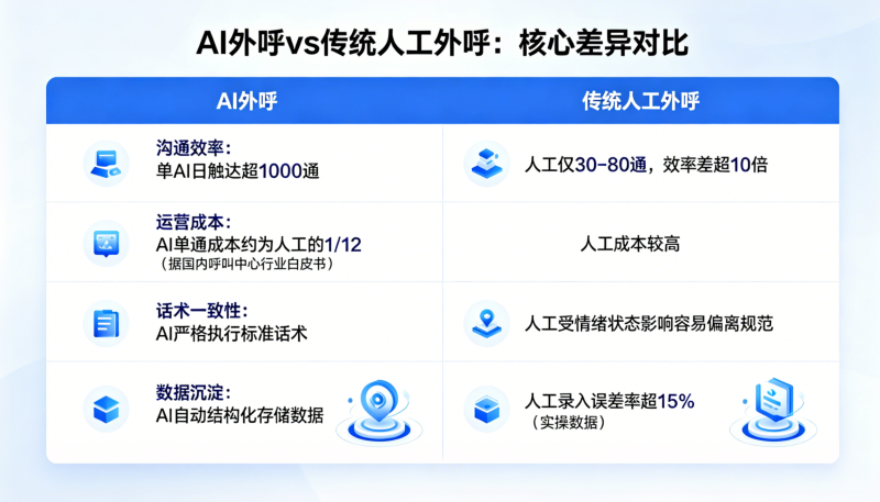 AI外呼 vs 传统人工外呼:核心差异对比